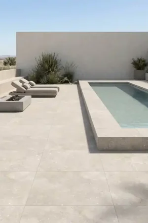 Haute Qualité Dalle terrasse BELGIO SAND 100×100 effet pierre antidérapant R11